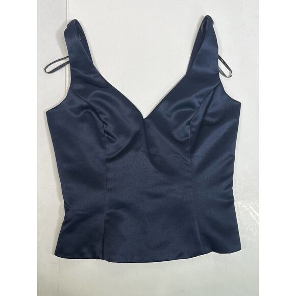 New Vintage Scott McClintock 2-Piece Dress Navy Blue Embroidered Size 4 V Neck - Picture 6 of 15